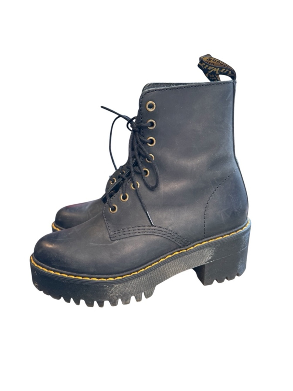 Dr. Martens Doc Shriver Hi Black Leather Lace Up Platform Boots Size 7 S4